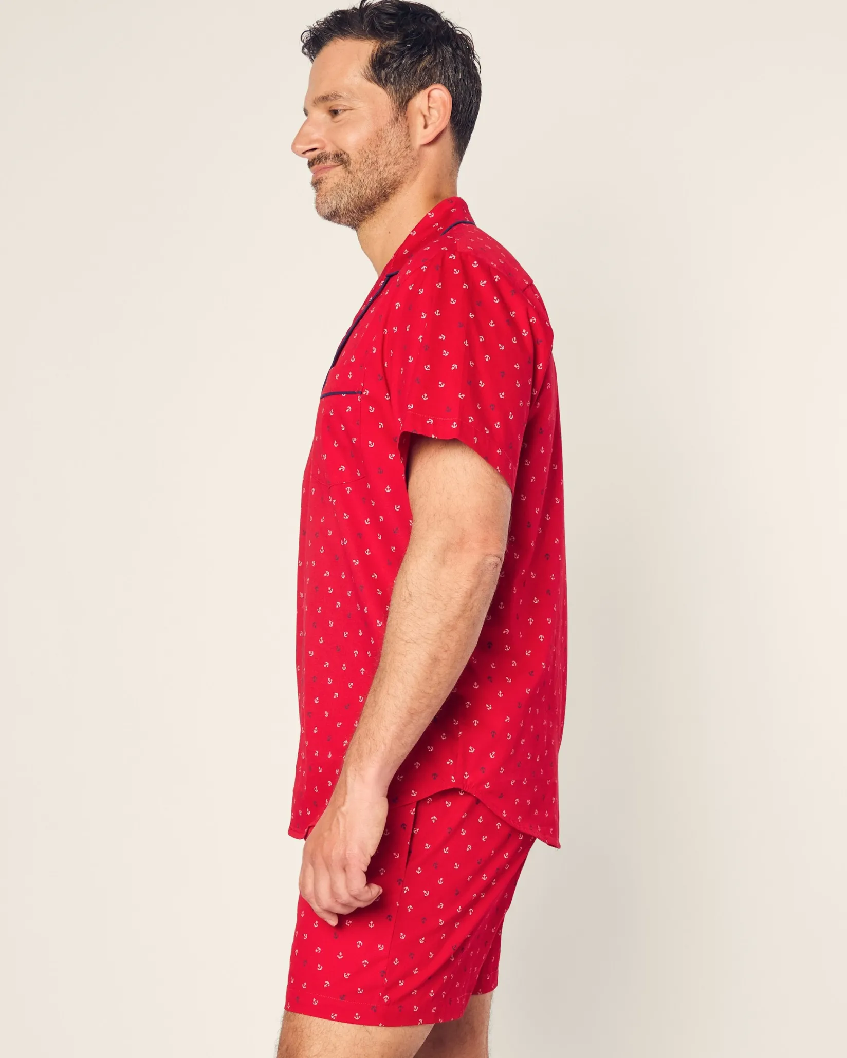 Petite Plume Men's Twill Pajama Short Set in