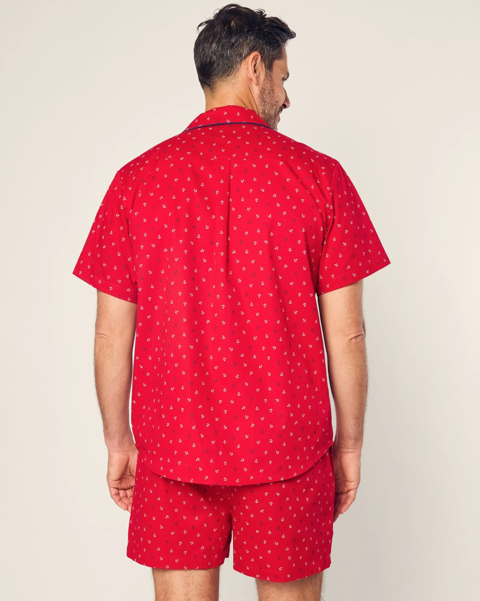 Petite Plume Men's Twill Pajama Short Set in