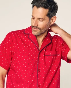Petite Plume Men's Twill Pajama Short Set in