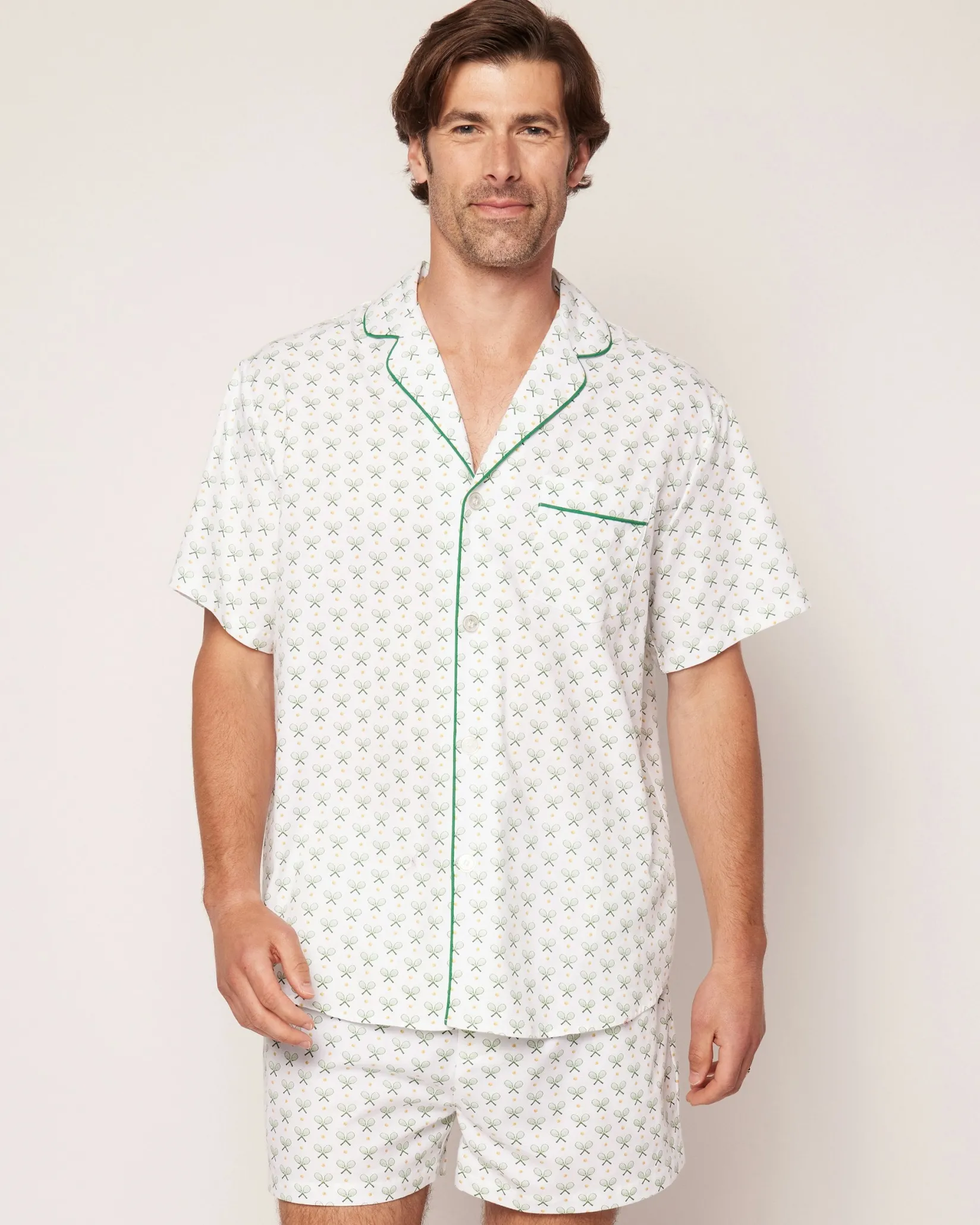 Petite Plume Men's Twill Pajama Short Set in