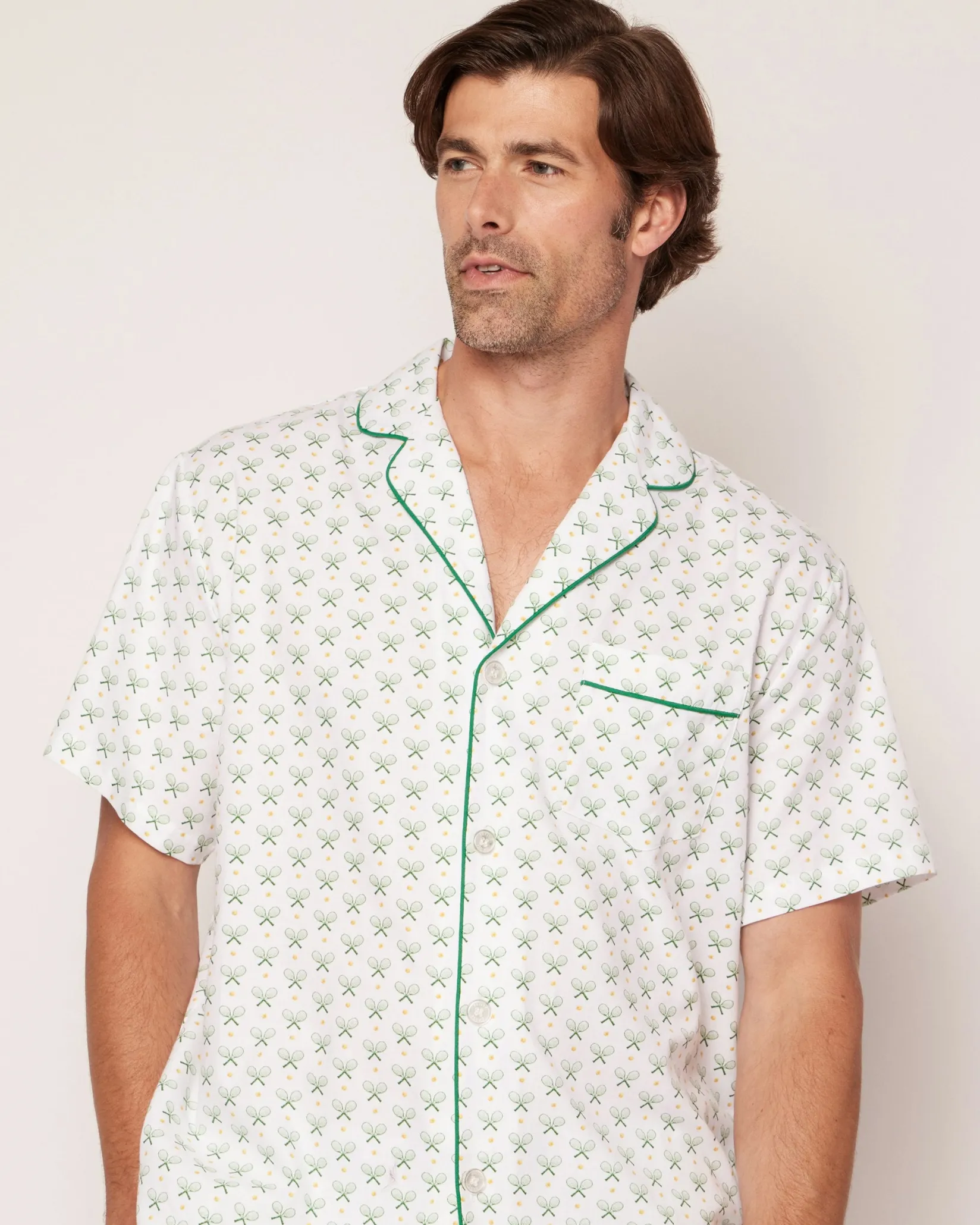 Petite Plume Men's Twill Pajama Short Set in