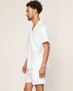 Petite Plume Men's Twill Pajama Short Set in White