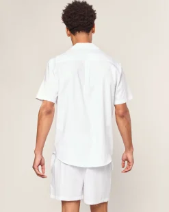 Petite Plume Men's Twill Pajama Short Set in White