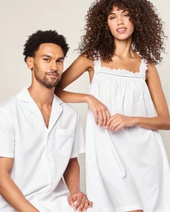 Petite Plume Men's Twill Pajama Short Set in White
