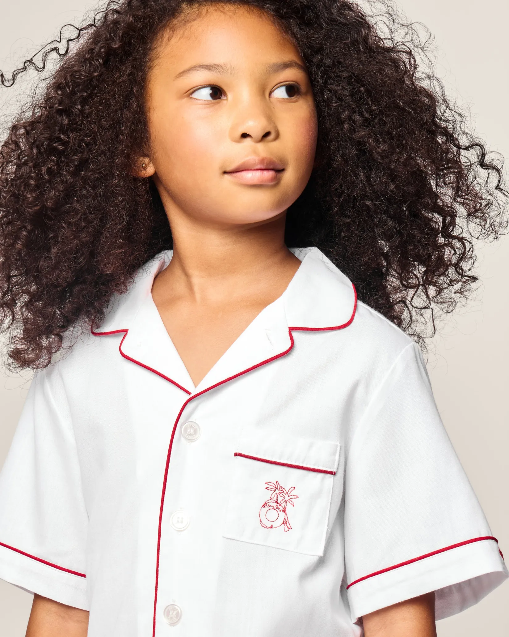 Kids Petite Plume x Eden Rock St Barth Kid's White Twill Short Set