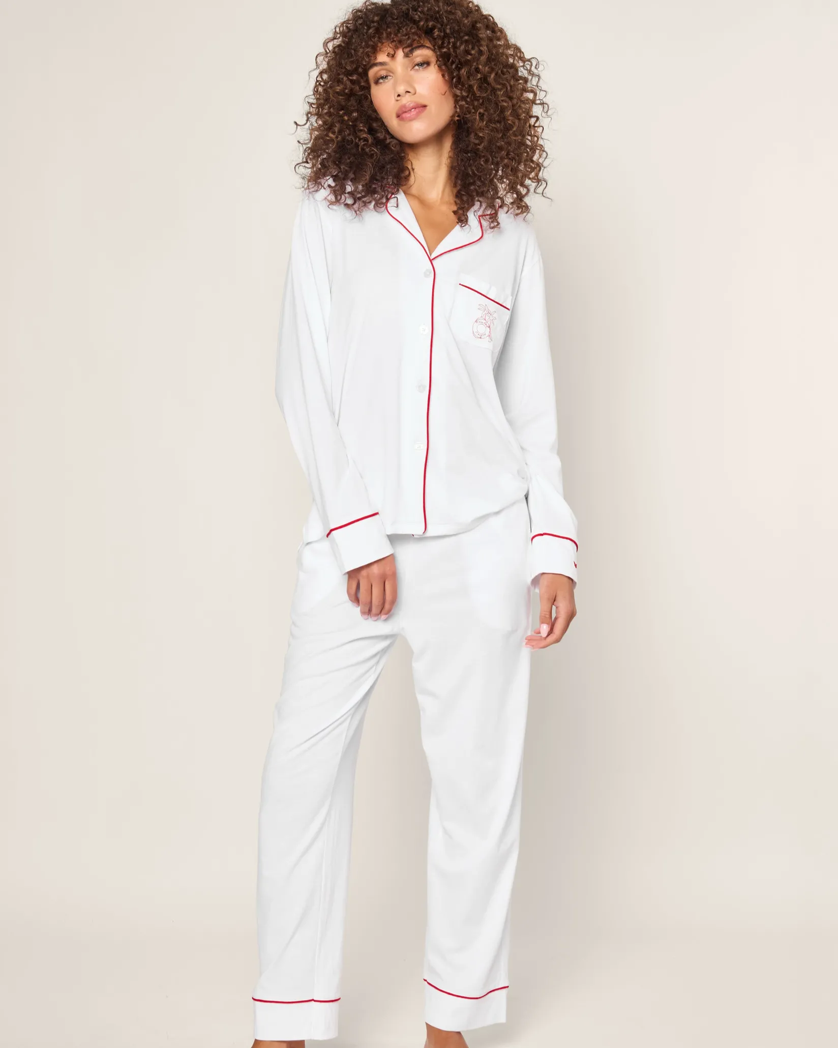 Women Petite Plume x Eden Rock St Barth Women's White Pima Pajama Set