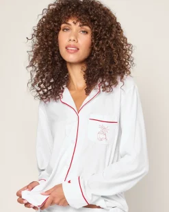 Women Petite Plume x Eden Rock St Barth Women's White Pima Pajama Set