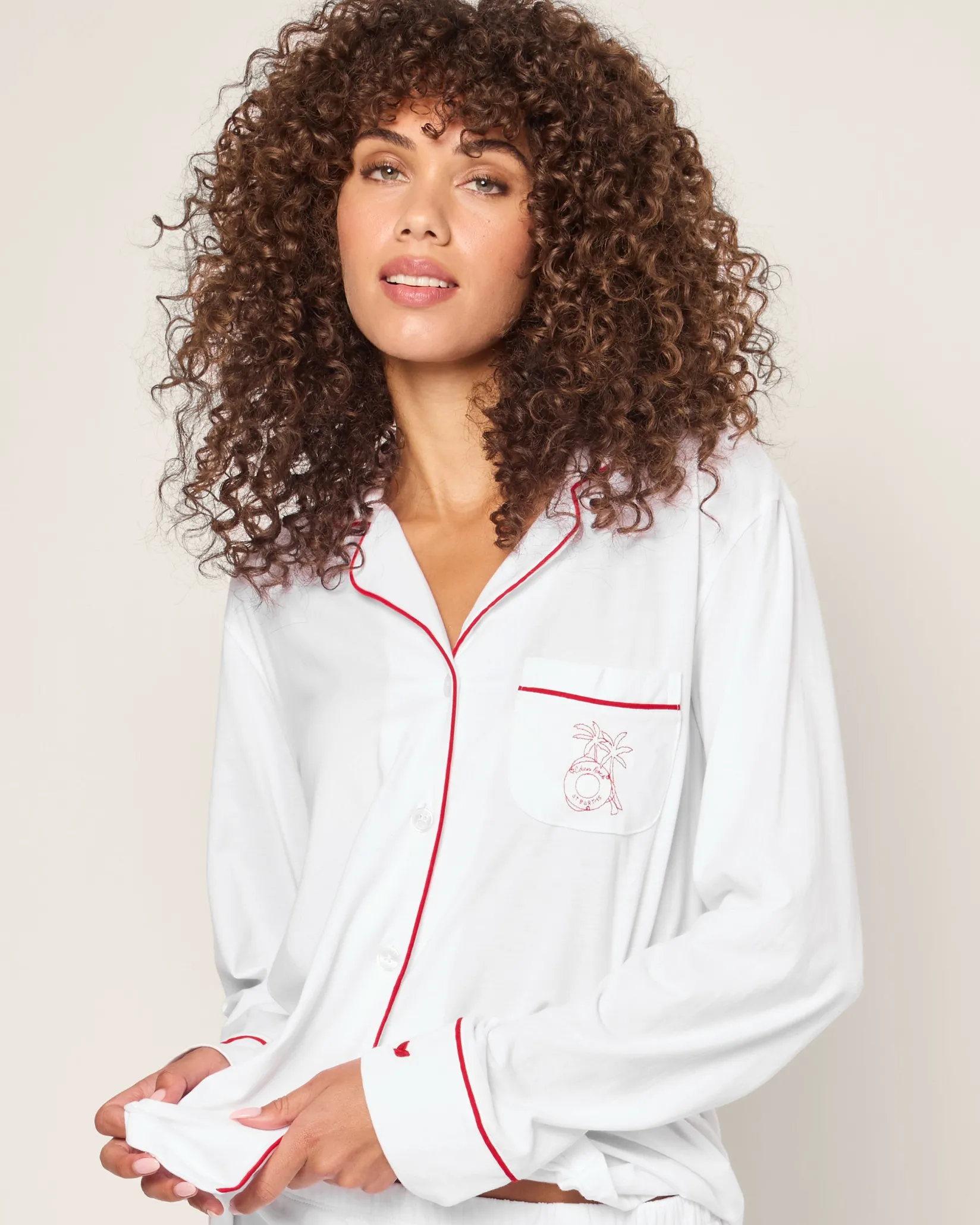 Women Petite Plume x Eden Rock St Barth Women's White Pima Pajama Set