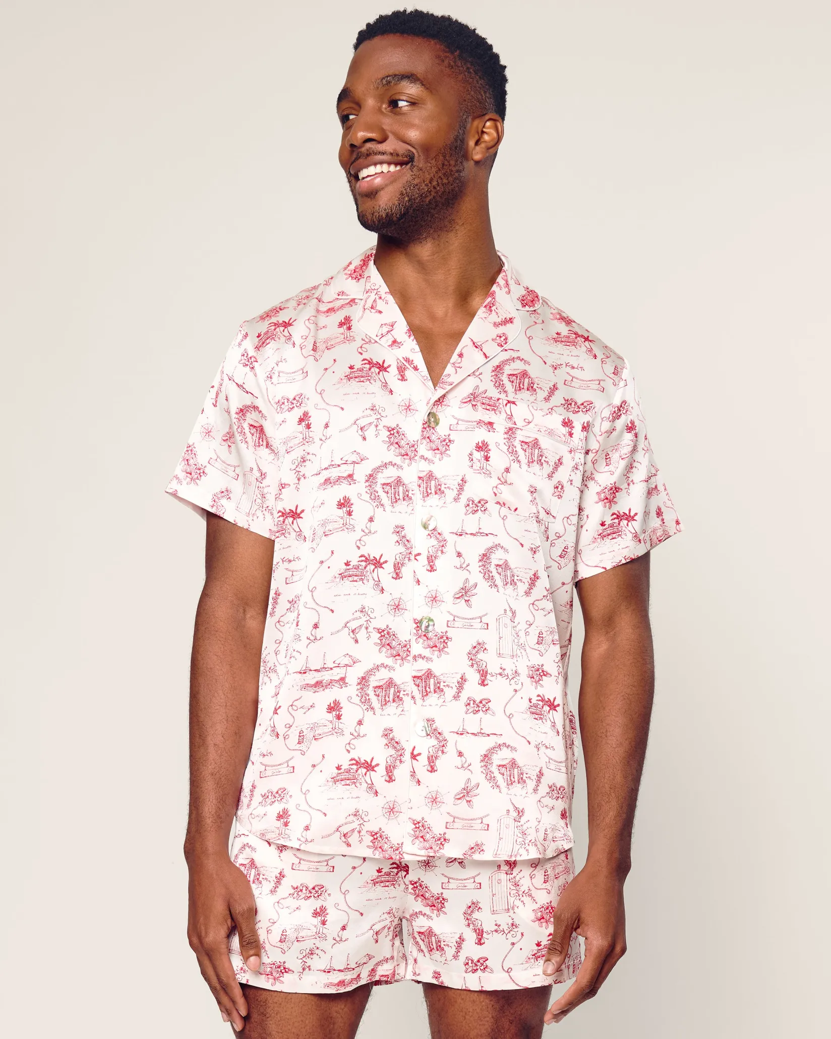 Petite Plume x Eden Rock Reverie Men's Silk Short Set