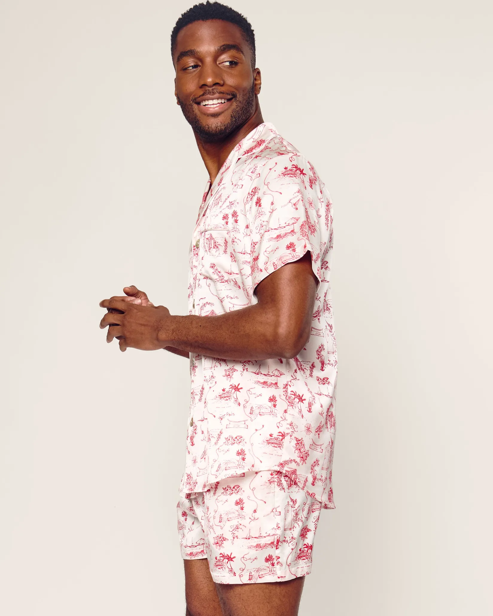 Petite Plume x Eden Rock Reverie Men's Silk Short Set
