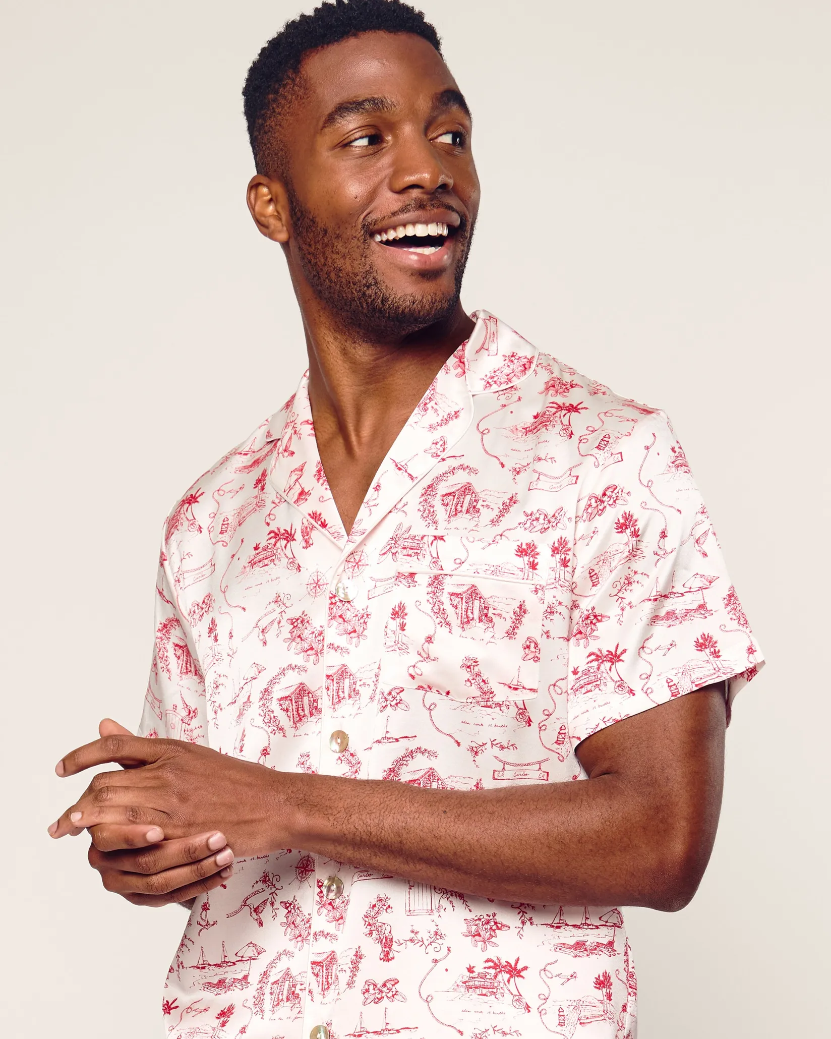 Petite Plume x Eden Rock Reverie Men's Silk Short Set