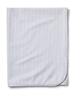 Petite Plume Pima Baby Blanket in Grey Stripes