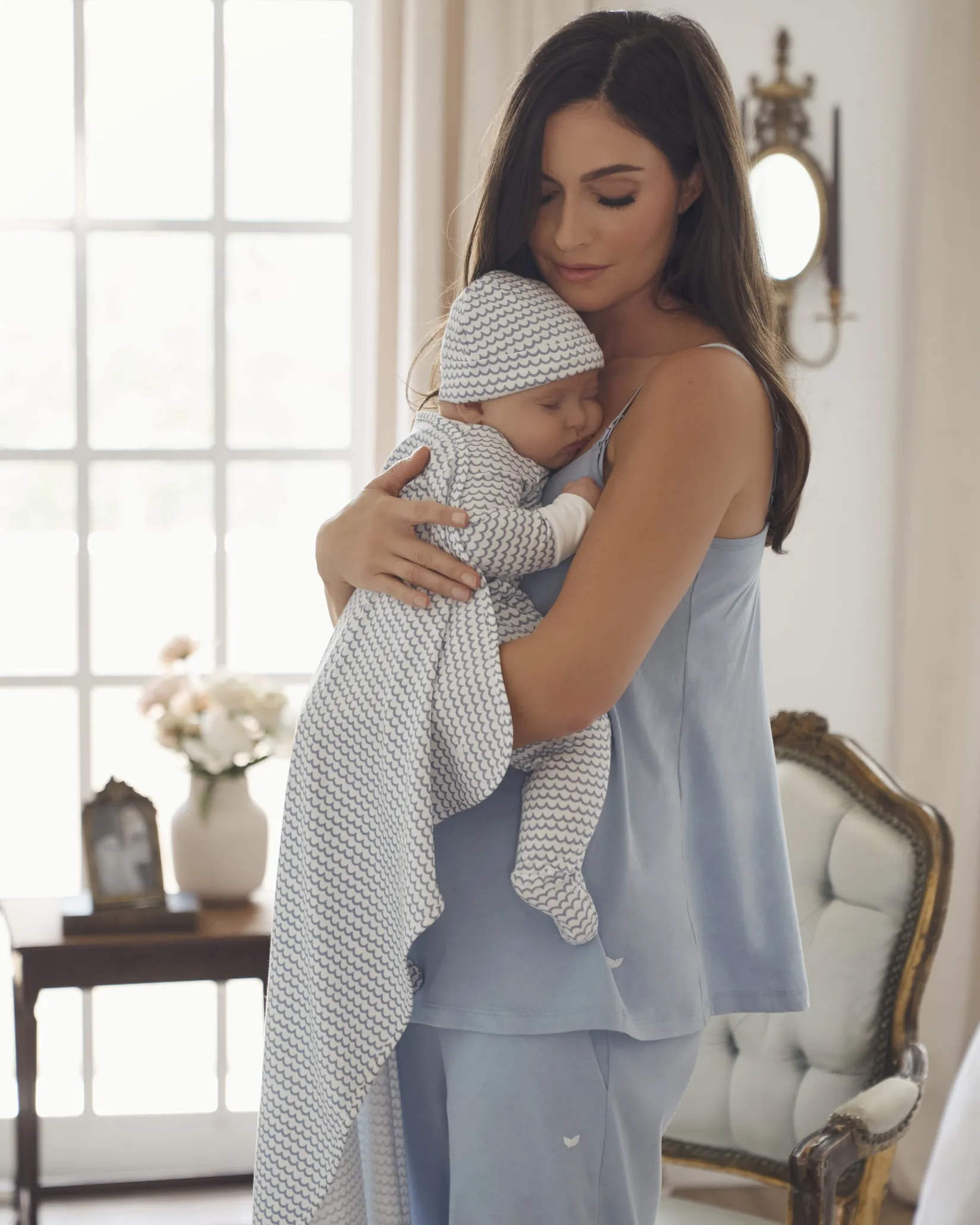 Petite Plume Pima Baby Blanket in La Mer
