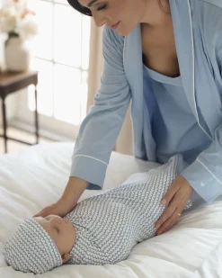 Petite Plume Pima Baby Blanket in La Mer