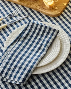 Petite Plume Signature Twill Napkins in Navy Gingham