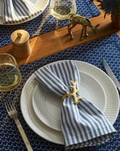 Petite Plume Signature Twill Napkins in Navy Gingham