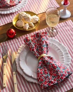 Petite Plume Signature Twill Placemats in Antique Red Ticking