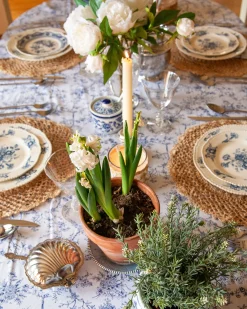 Petite Plume Signature Twill Tablecloth in Timeless Toile