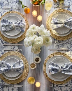 Petite Plume Signature Twill Tablecloth in Timeless Toile