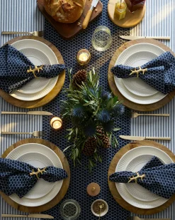 Petite Plume Signature Twill Tablecloth in Navy Gingham