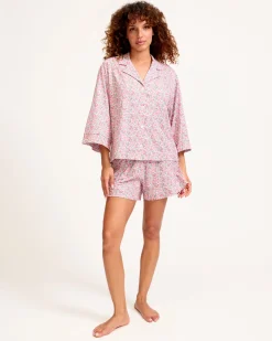 Women Petite Plume The Olivia Pima Short Set in Fleurs de Rose
