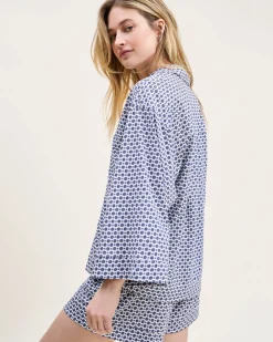 Women Petite Plume The Olivia Pima Short Set in Navy Foulard