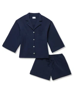 Women Petite Plume The Olivia Pima Short Set in Navy