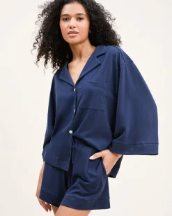 Women Petite Plume The Olivia Pima Short Set in Navy