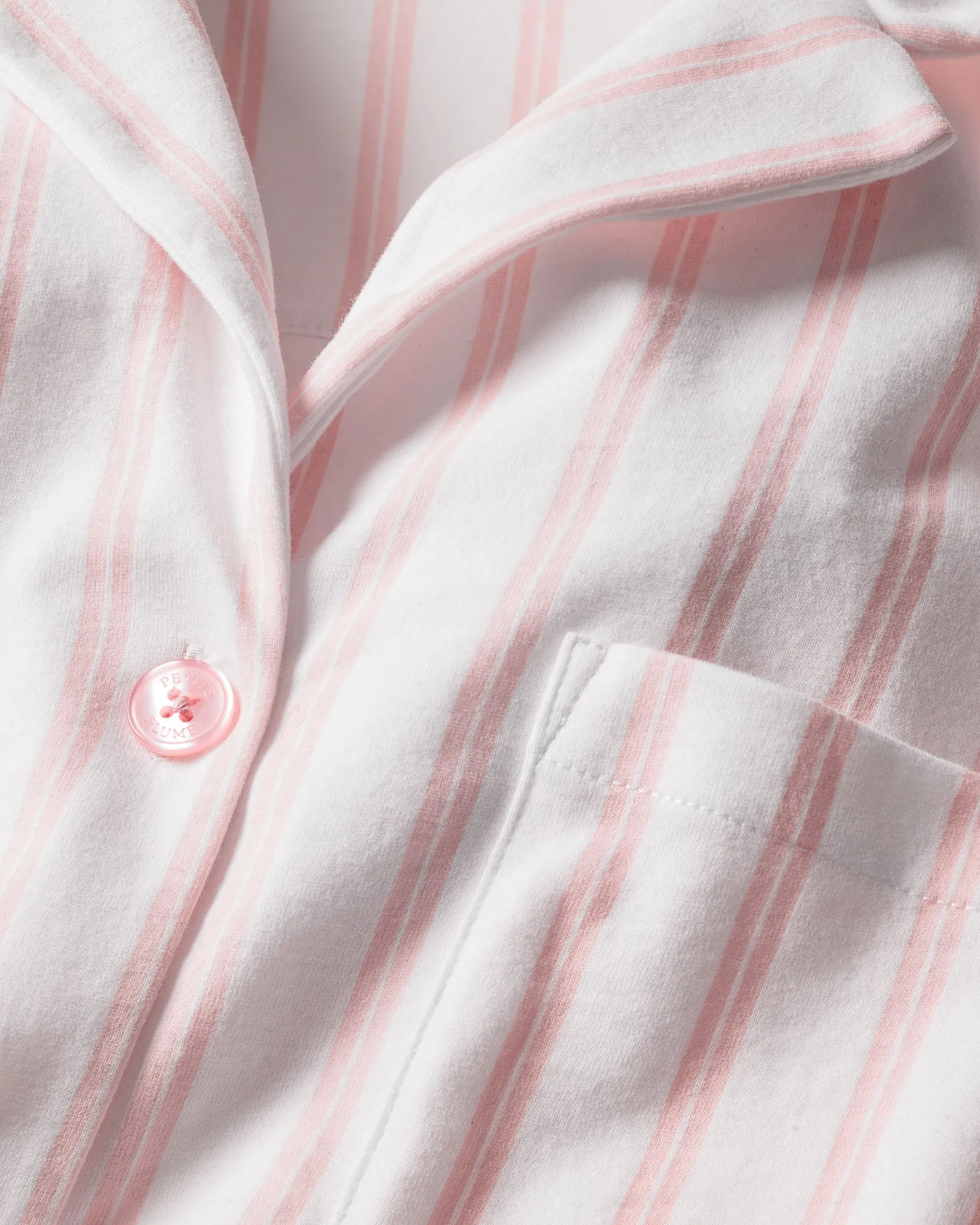 Women Petite Plume The Olivia Wide Leg Pima Pajama Set in Pink Stripe