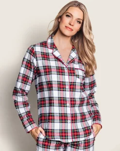 Women Petite Plume Women's Brushed Cotton Pajama Set in Balmoral Tartan