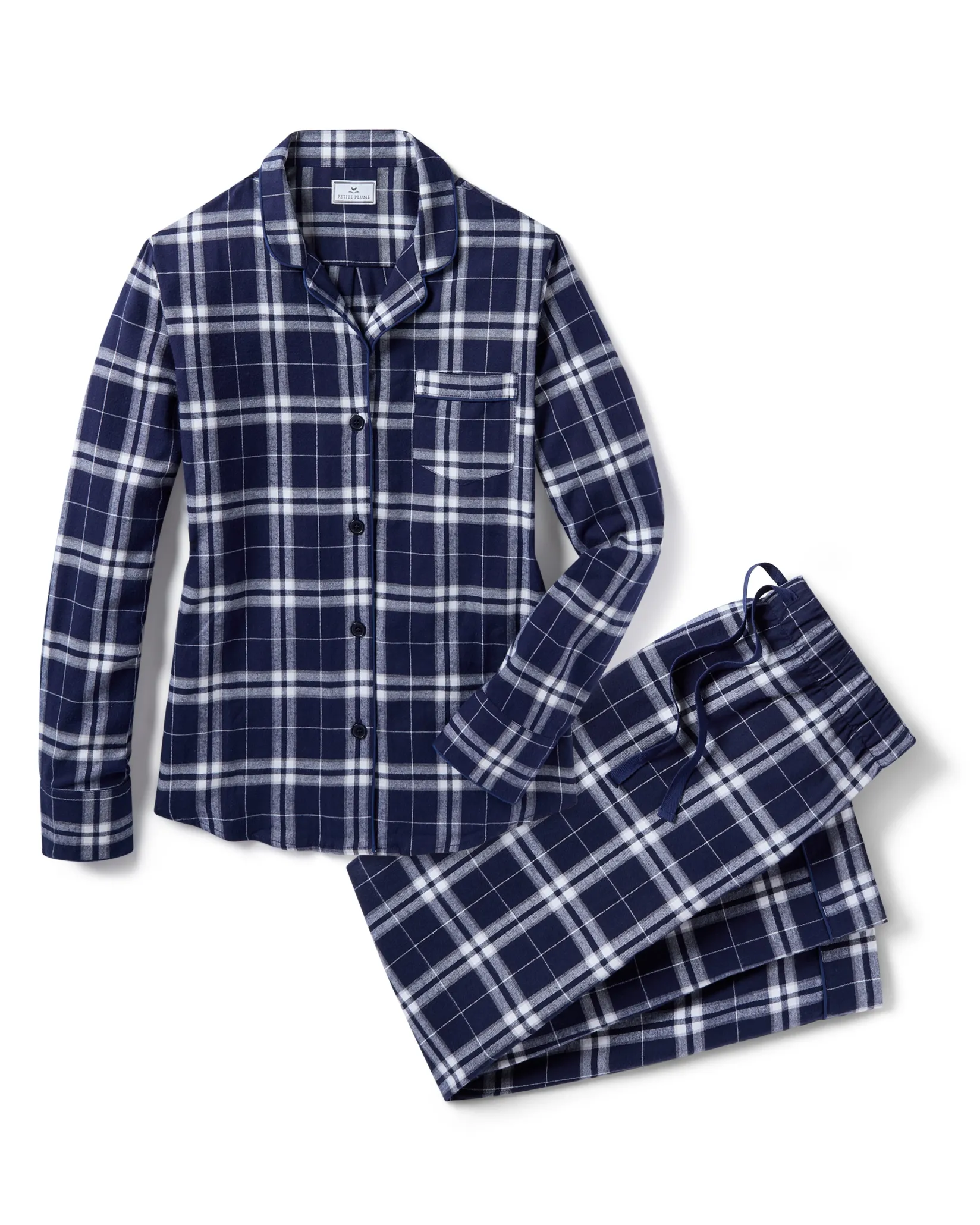 Petite Plume Women's Brushed Cotton Pajama Set in Oxford Tartan