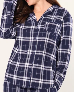 Petite Plume Women's Brushed Cotton Pajama Set in Oxford Tartan