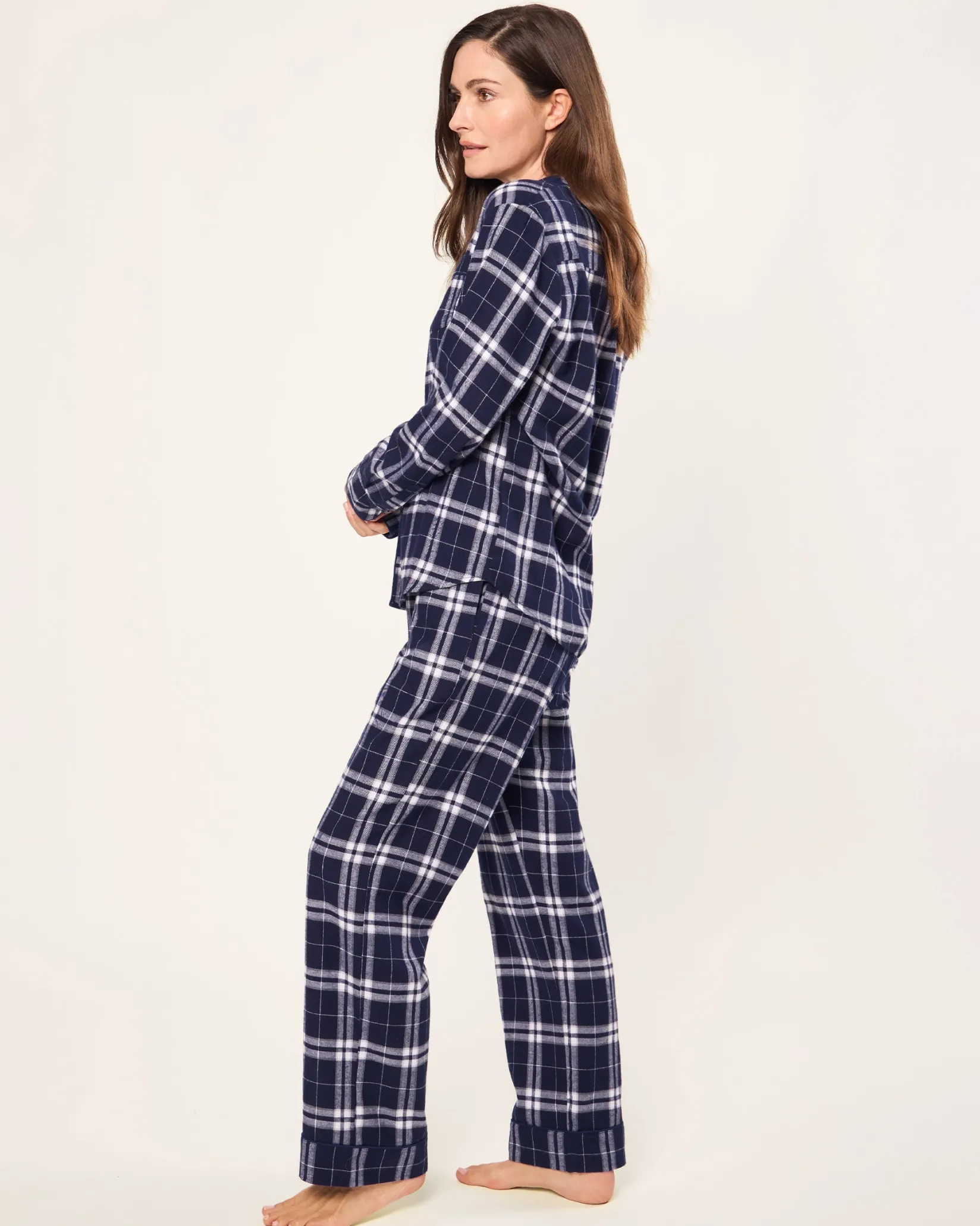Petite Plume Women's Brushed Cotton Pajama Set in Oxford Tartan