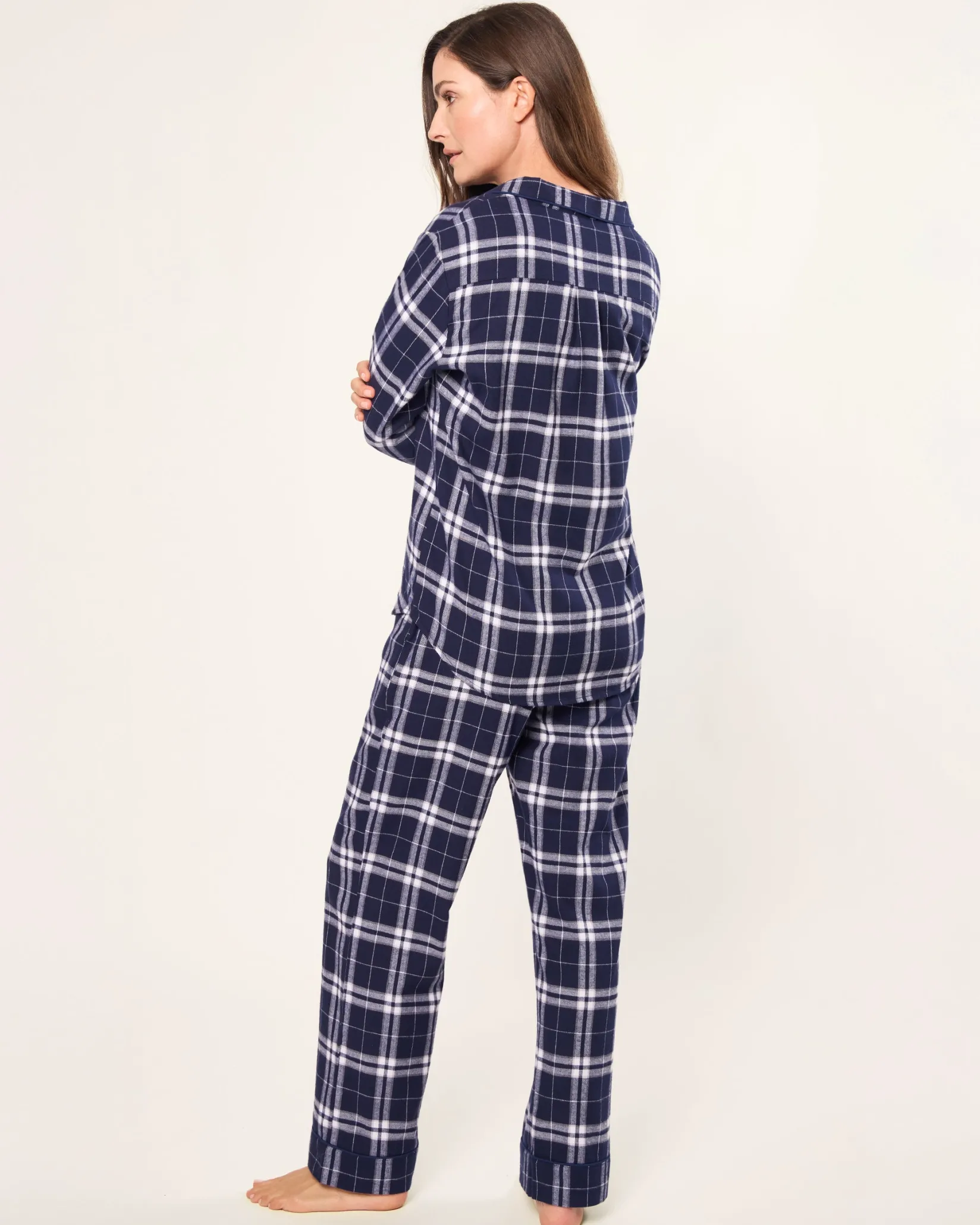 Petite Plume Women's Brushed Cotton Pajama Set in Oxford Tartan