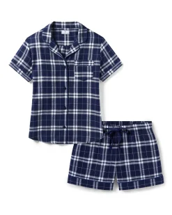 Women Petite Plume Women's Brushed Cotton Short Sleeve Short Set in Oxford Tartan