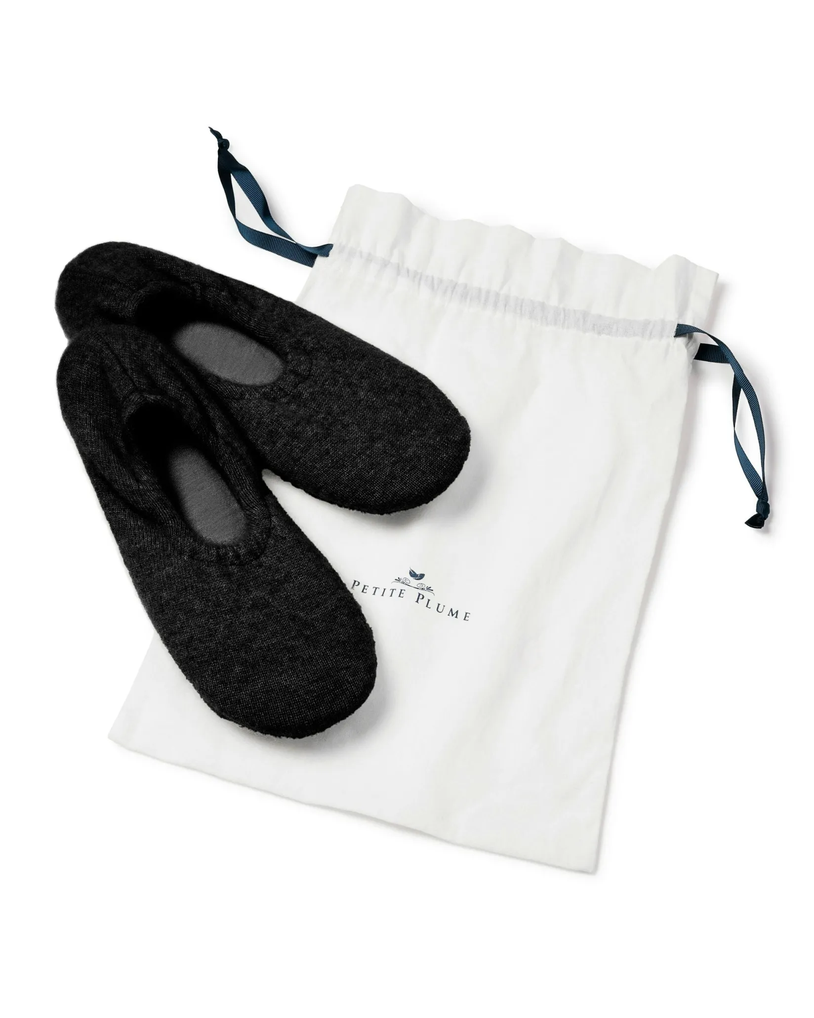 Women Petite Plume Women's Cashmere Slippers in Dark Heather Grey