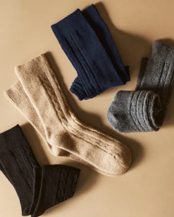 Women Petite Plume Women's Cashmere Socks in Dark Heather Grey