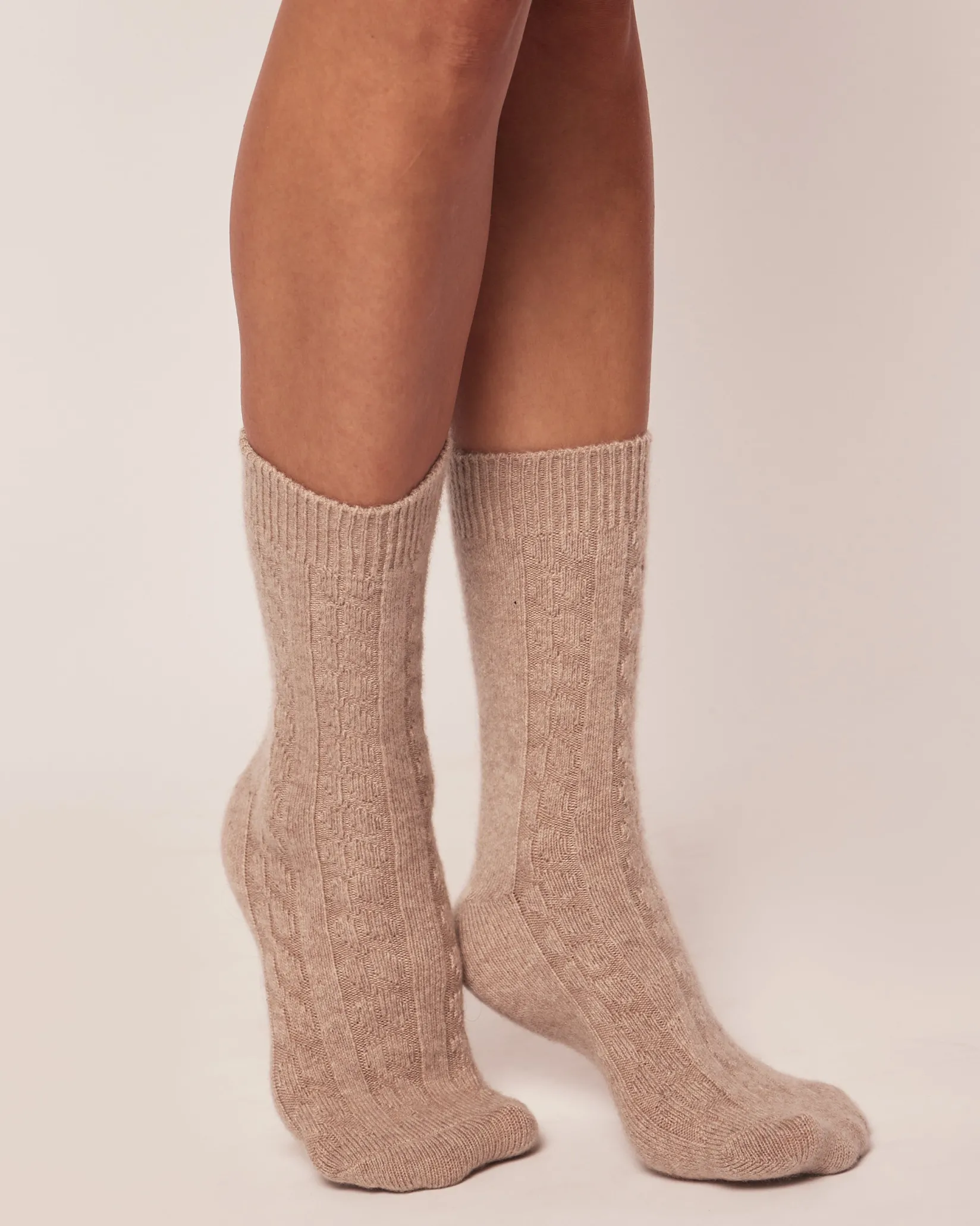 Women Petite Plume Women's Cashmere Socks in Camel