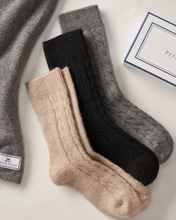 Women Petite Plume Women's Cashmere Socks in Camel