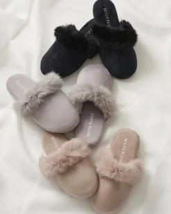 Women Petite Plume Women's Faux Fur Trim Slipper in Beige