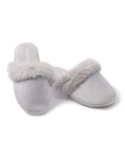 Women Petite Plume Women's Faux Fur Trim Slipper in Grey