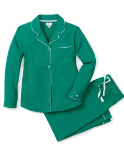 Women Petite Plume Women's Flannel Pajama Set in Forest Green