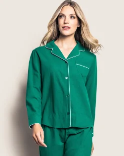 Women Petite Plume Women's Flannel Pajama Set in Forest Green