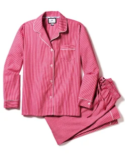 Women Petite Plume Women's Flannel Pajama Set in Red Mini Gingham