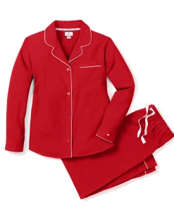 Women Petite Plume Women's Flannel Pajama Set in Red
