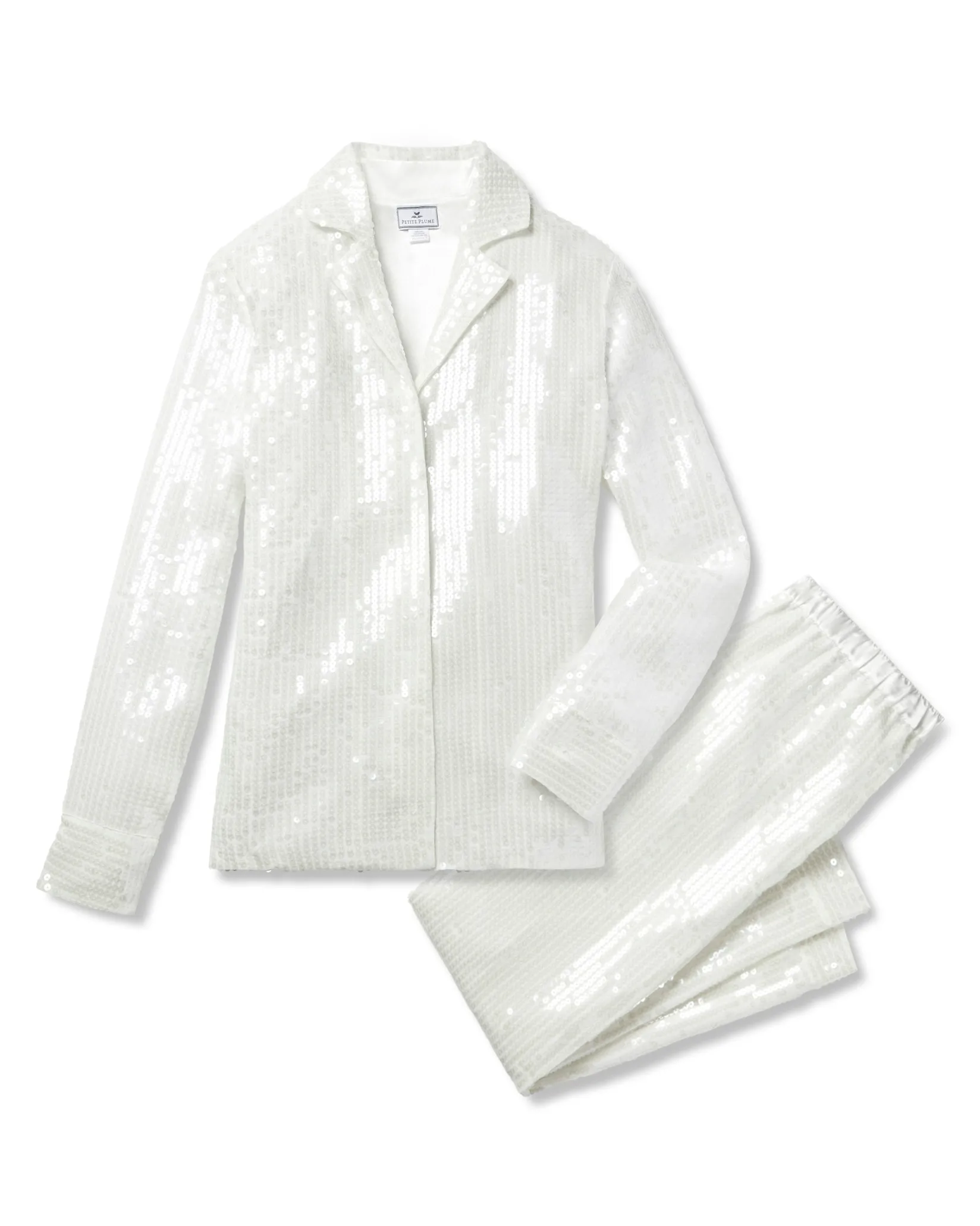 Women Petite Plume Women's Pajama Set in Black Sequins
