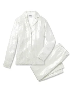 Women Petite Plume Women's Pajama Set in White Sequins