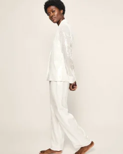 Women Petite Plume Women's Pajama Set in White Sequins