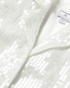 Women Petite Plume Women's Pajama Set in White Sequins