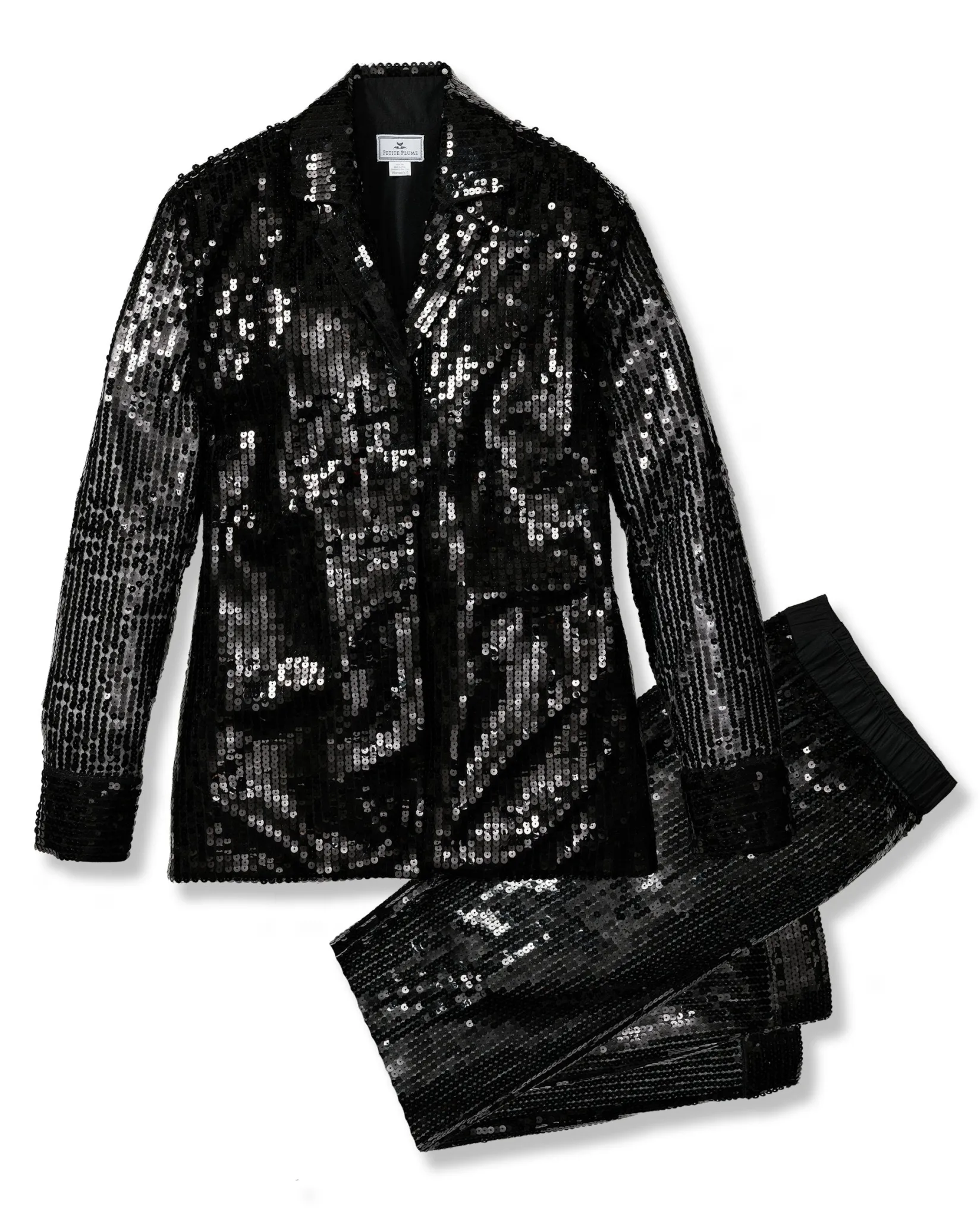 Women Petite Plume Women's Pajama Set in White Sequins